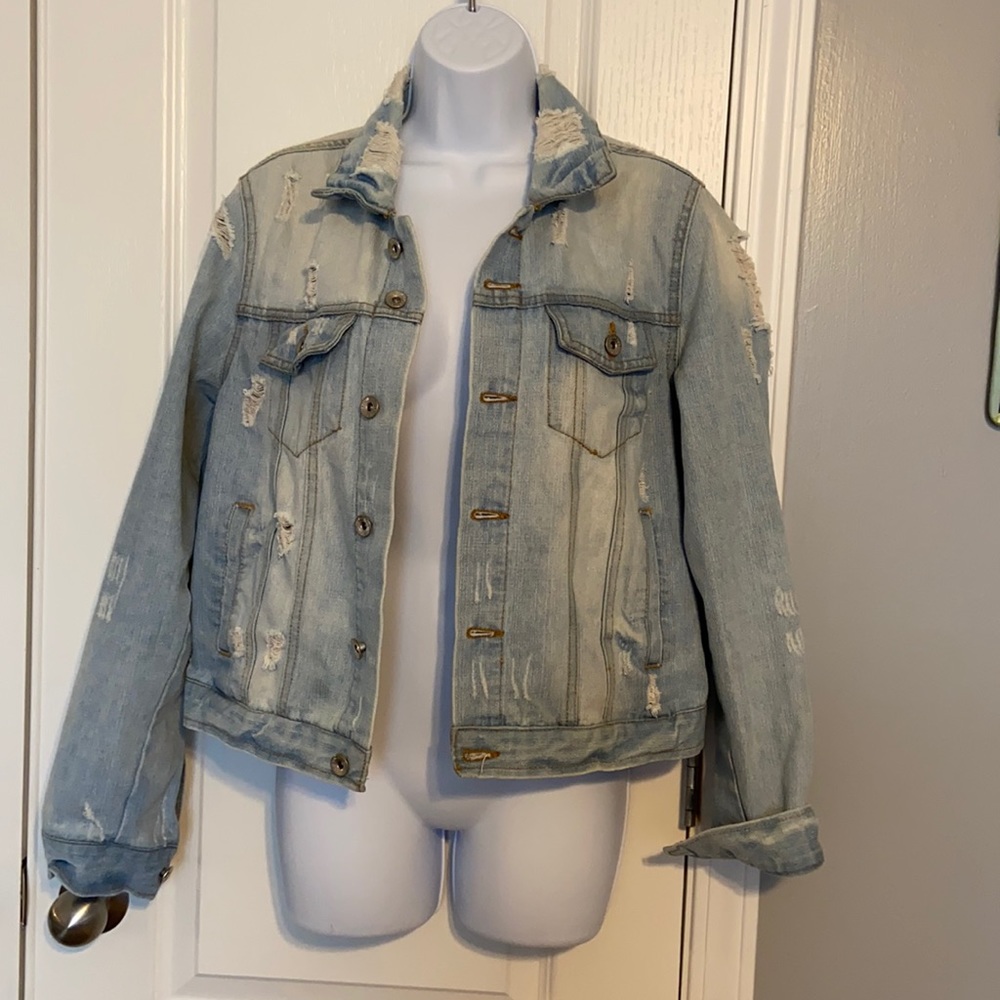 Distressed jean jacket
